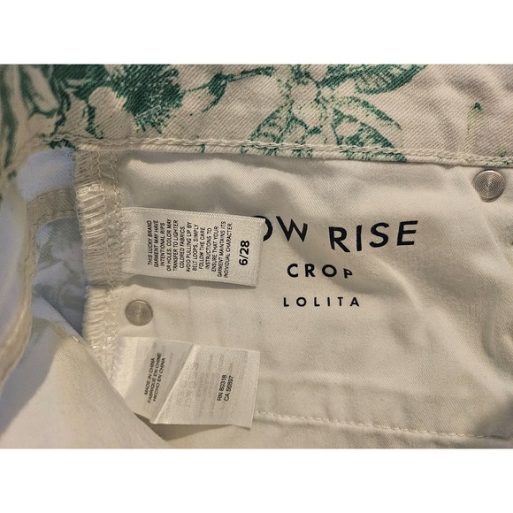 Lucky Brand Jeans Green White Tropical Low Rise Crop Lolita Size 6/28 - Picture 5 of 9